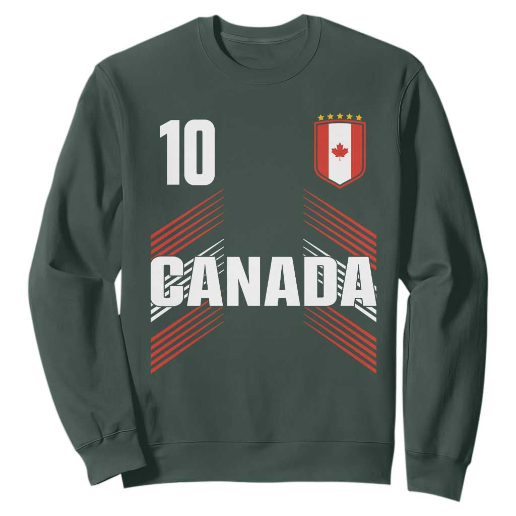 Canada Soccer Sports Graphic Number 10 Jersey Style Sweatshirt Proud Canadian Football Fans Game Day Pride TS02 Dark Forest Green Print Your Wear