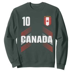Canada Soccer Sports Graphic Number 10 Jersey Style Sweatshirt Proud Canadian Football Fans Game Day Pride TS02 Dark Forest Green Print Your Wear