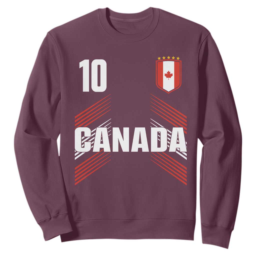 Canada Soccer Sports Graphic Number 10 Jersey Style Sweatshirt Proud Canadian Football Fans Game Day Pride TS02 Maroon Print Your Wear