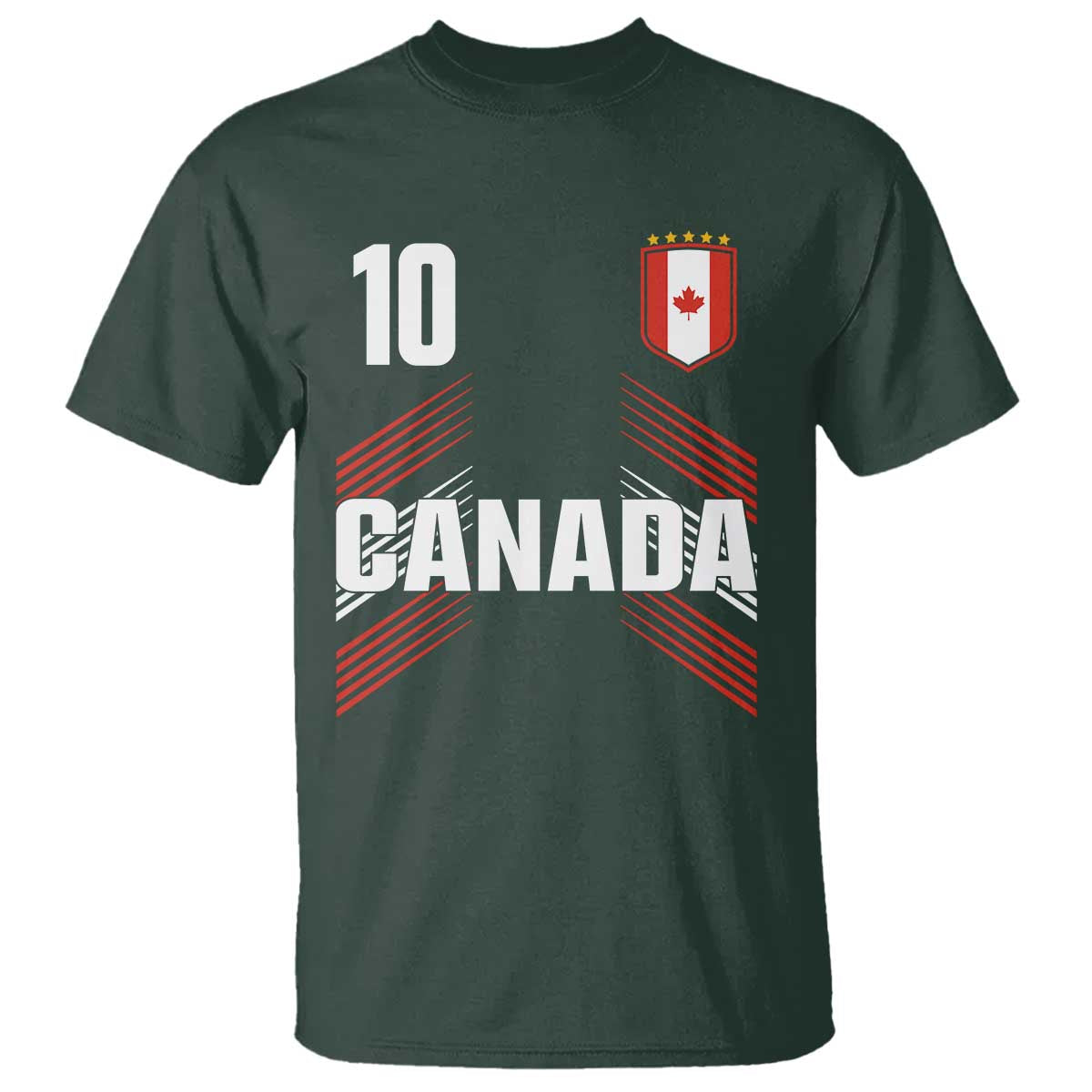 Canada Soccer Sports Graphic Number 10 Jersey Style T Shirt Proud Canadian Football Fans Game Day Pride TS02 Dark Forest Green Print Your Wear
