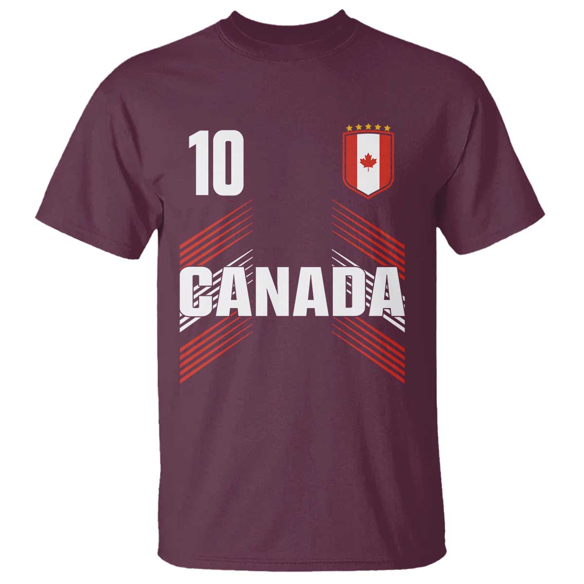 Canada Soccer Sports Graphic Number 10 Jersey Style T Shirt Proud Canadian Football Fans Game Day Pride TS02 Maroon Print Your Wear