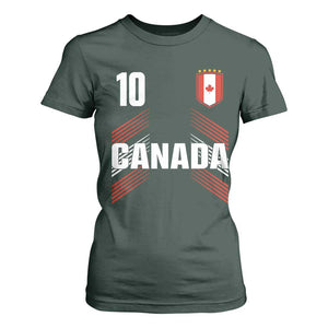 Canada Soccer Sports Graphic Number 10 Jersey Style T Shirt For Women Proud Canadian Football Fans Game Day Pride TS02 Dark Forest Green Print Your Wear