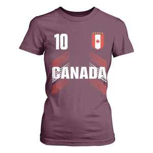 Canada Soccer Sports Graphic Number 10 Jersey Style T Shirt For Women Proud Canadian Football Fans Game Day Pride TS02 Maroon Print Your Wear