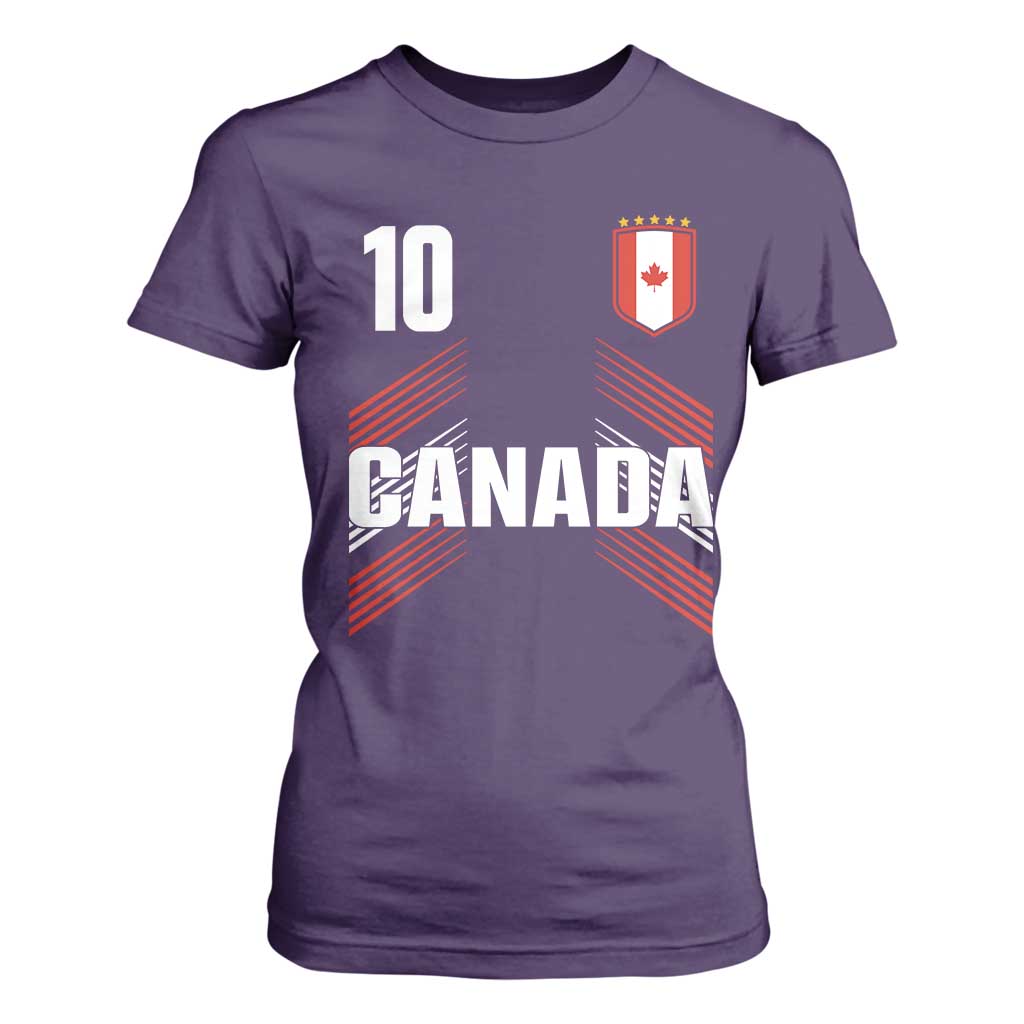 Canada Soccer Sports Graphic Number 10 Jersey Style T Shirt For Women Proud Canadian Football Fans Game Day Pride TS02 Purple Print Your Wear