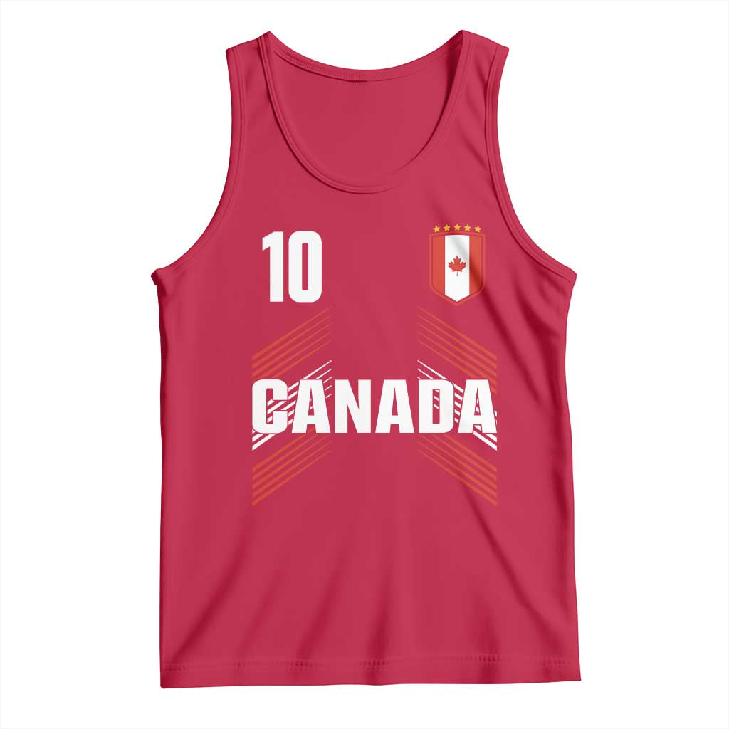 Canada Soccer Sports Graphic Number 10 Jersey Style Tank Top Proud Canadian Football Fans Game Day Pride TS02 Red Print Your Wear