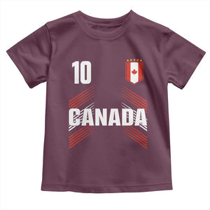 Canada Soccer Sports Graphic Number 10 Jersey Style Toddler T Shirt Proud Canadian Football Fans Game Day Pride TS02 Maroon Print Your Wear