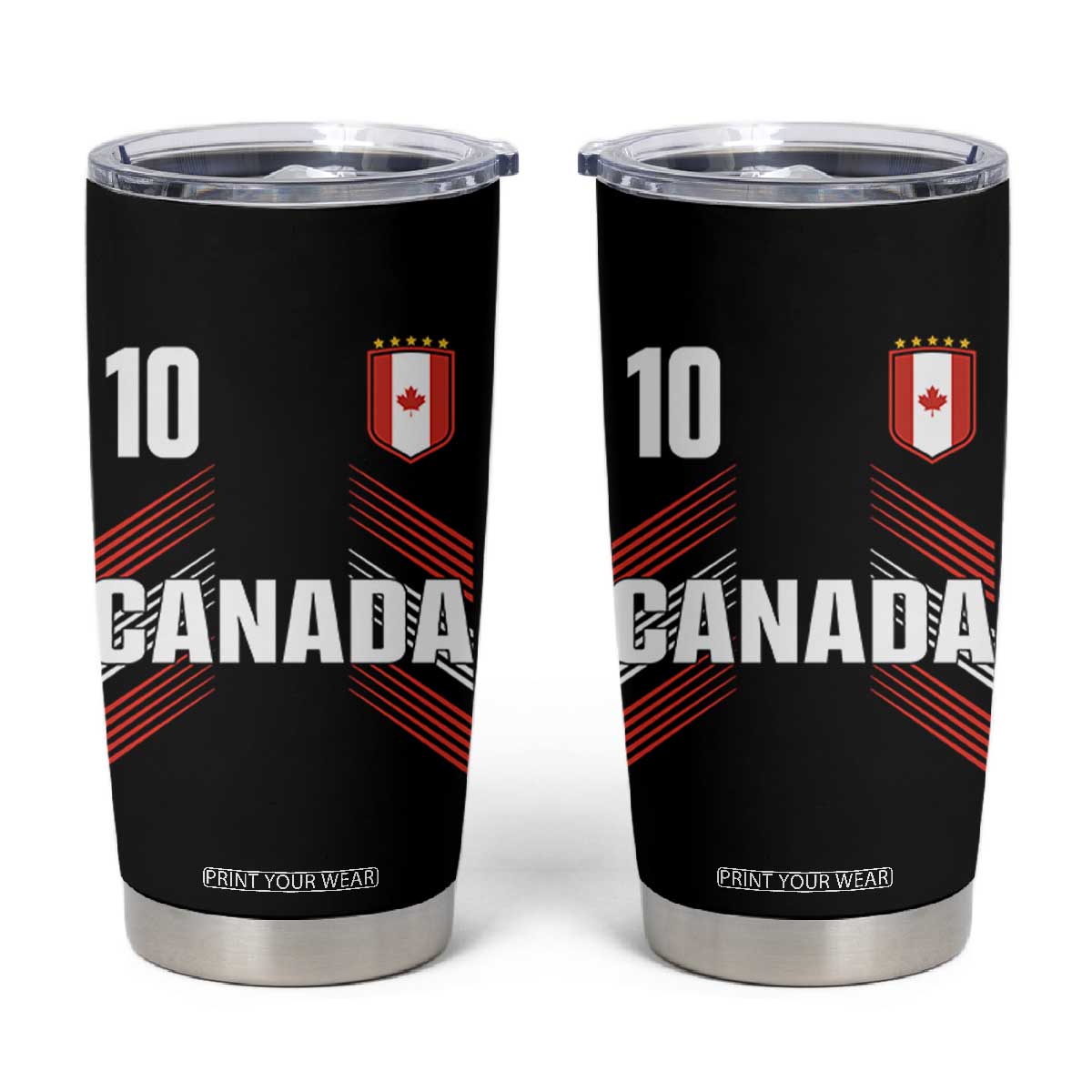 Canada Soccer Sports Graphic Number 10 Jersey Style Tumbler Cup Proud Canadian Football Fans Game Day Pride TS02 Black Print Your Wear