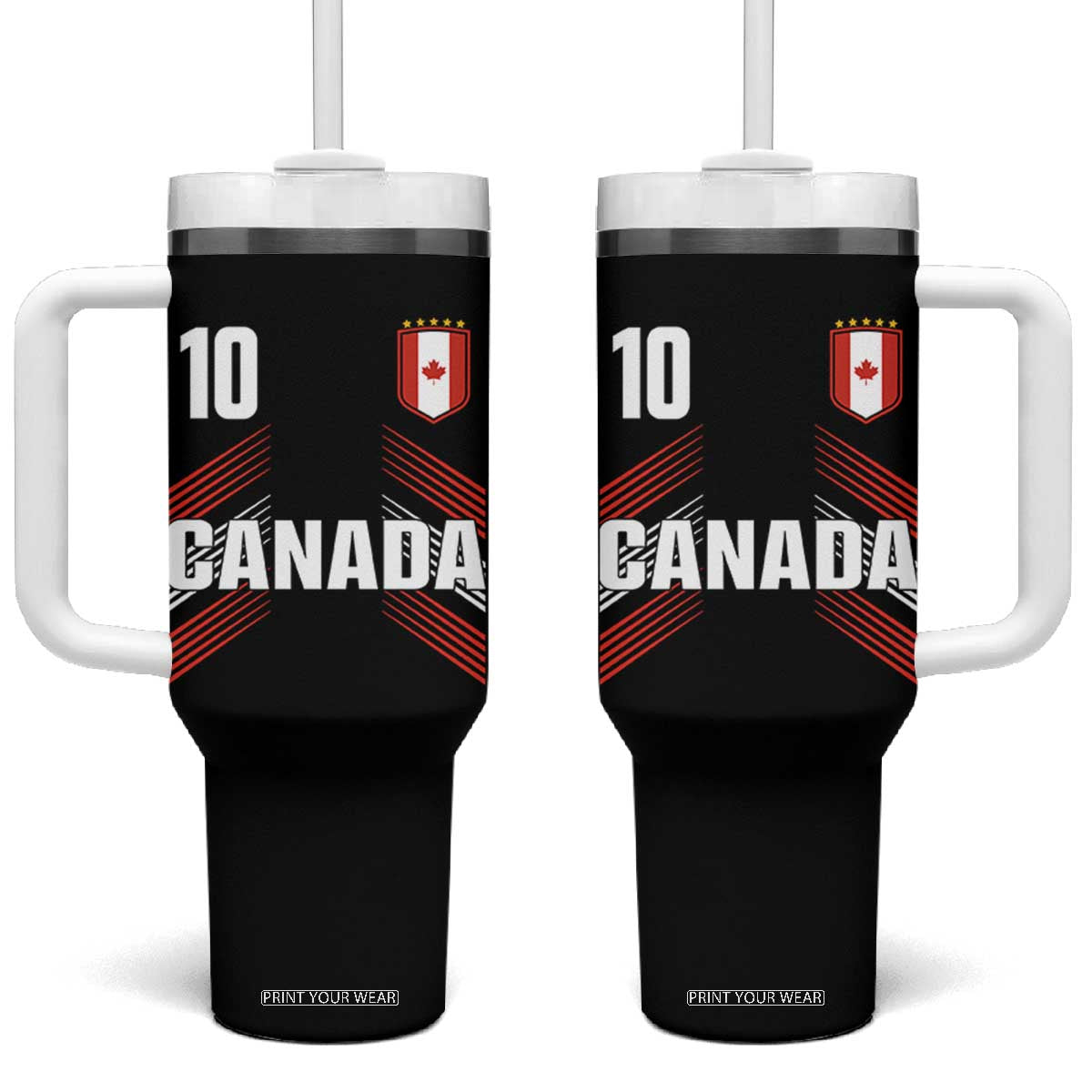 Canada Soccer Sports Graphic Number 10 Jersey Style Tumbler With Handle Proud Canadian Football Fans Game Day Pride TS02 One Size: 40 oz Black Print Your Wear