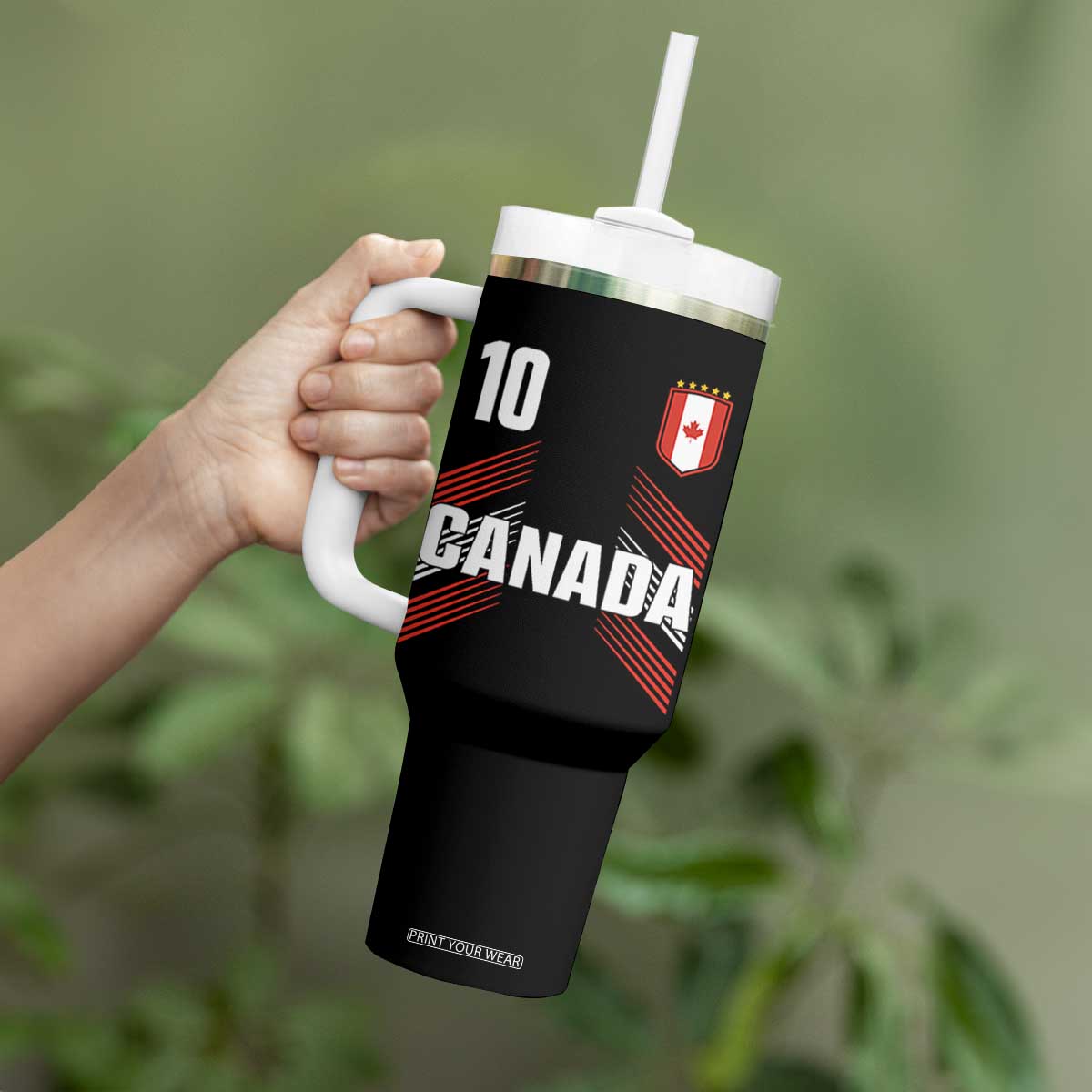 Canada Soccer Sports Graphic Number 10 Jersey Style Tumbler With Handle Proud Canadian Football Fans Game Day Pride TS02 Print Your Wear