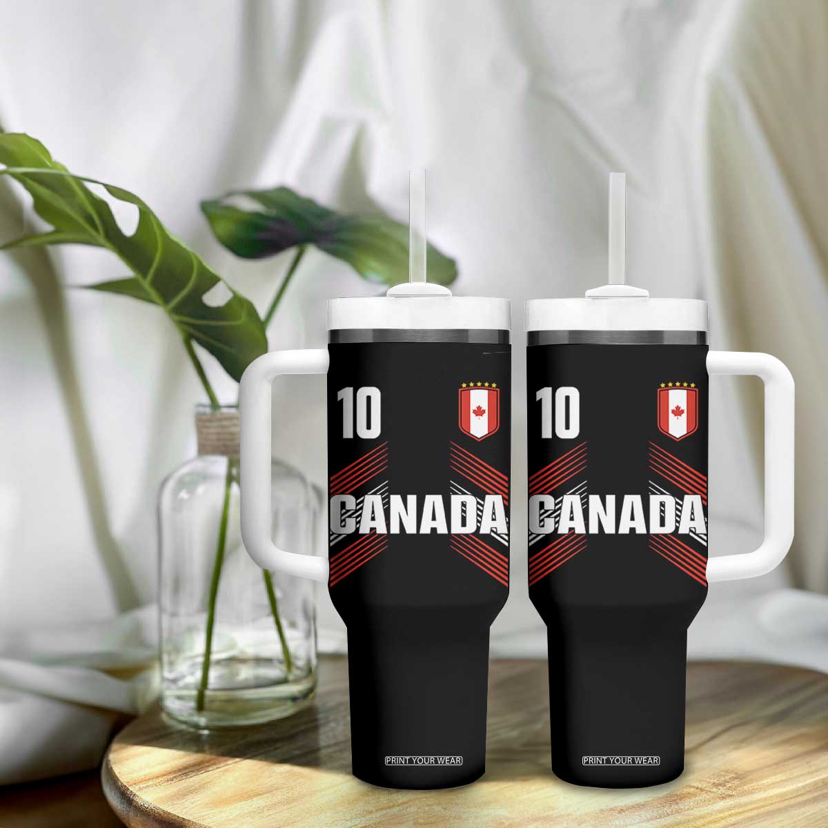 Canada Soccer Sports Graphic Number 10 Jersey Style Tumbler With Handle Proud Canadian Football Fans Game Day Pride TS02 Print Your Wear