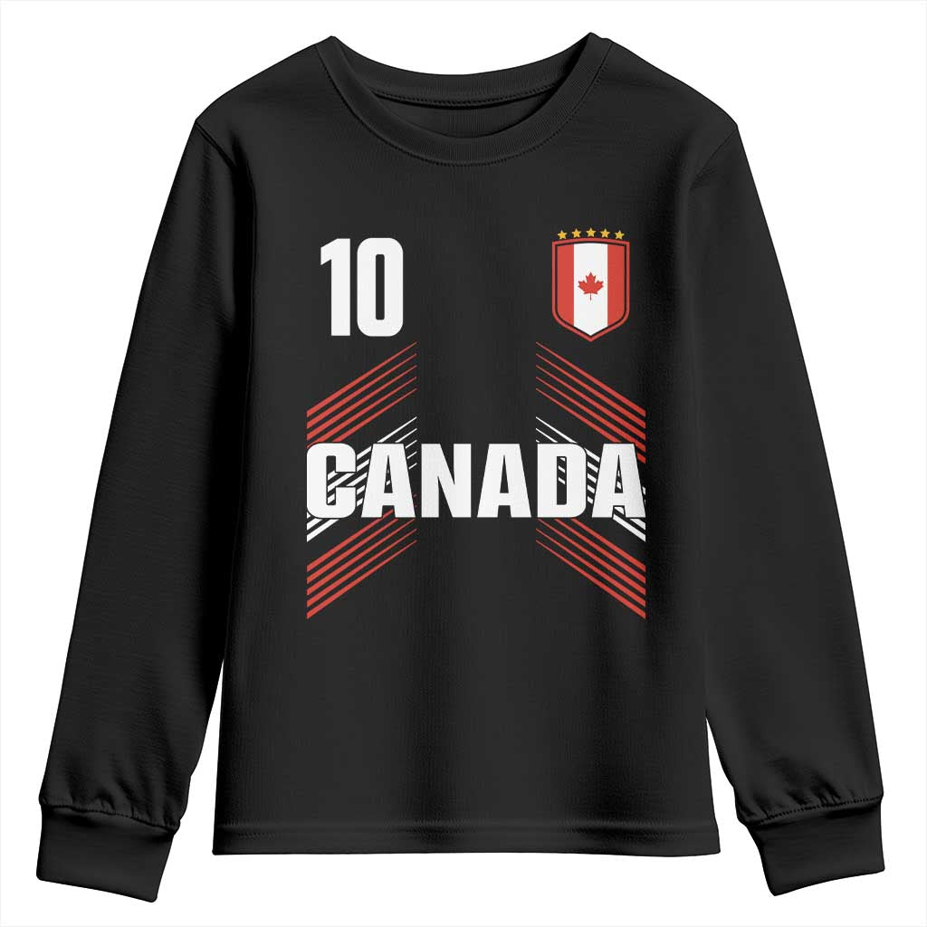 Canada Soccer Sports Graphic Number 10 Jersey Style Youth Sweatshirt Proud Canadian Football Fans Game Day Pride TS02 Black Print Your Wear