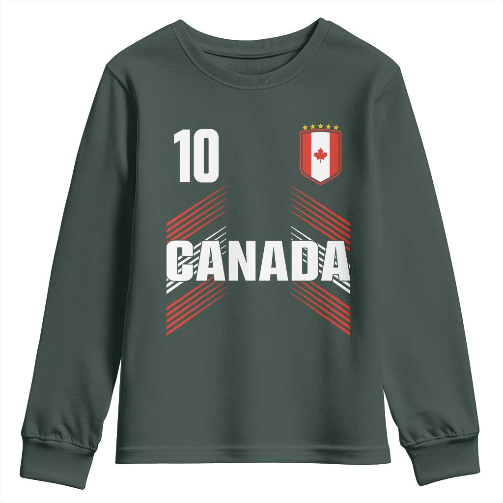 Canada Soccer Sports Graphic Number 10 Jersey Style Youth Sweatshirt Proud Canadian Football Fans Game Day Pride TS02 Dark Forest Green Print Your Wear