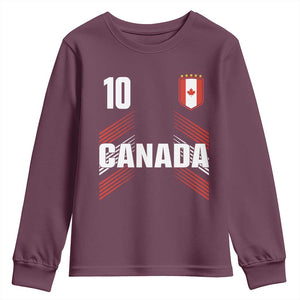 Canada Soccer Sports Graphic Number 10 Jersey Style Youth Sweatshirt Proud Canadian Football Fans Game Day Pride TS02 Maroon Print Your Wear