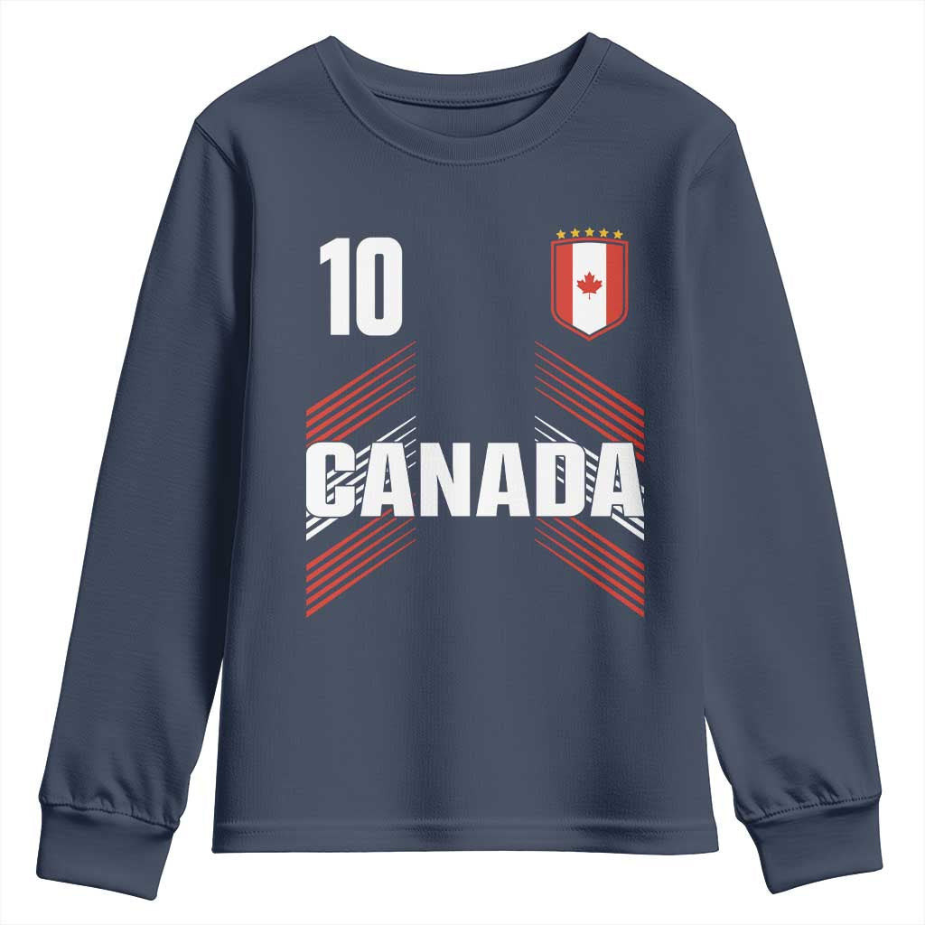 Canada Soccer Sports Graphic Number 10 Jersey Style Youth Sweatshirt Proud Canadian Football Fans Game Day Pride TS02 Navy Print Your Wear