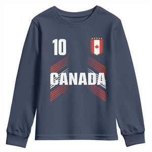 Canada Soccer Sports Graphic Number 10 Jersey Style Youth Sweatshirt Proud Canadian Football Fans Game Day Pride TS02 Navy Print Your Wear