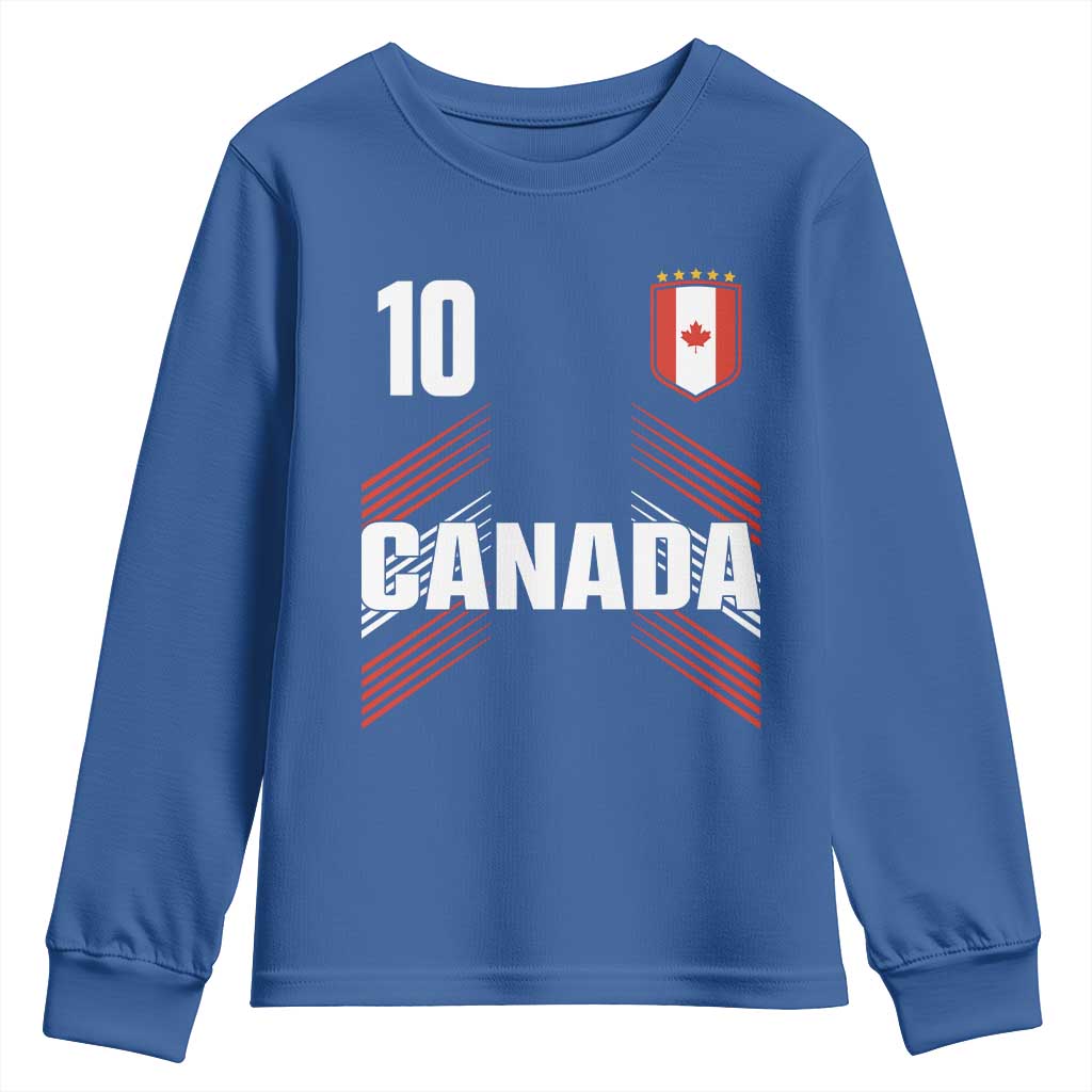 Canada Soccer Sports Graphic Number 10 Jersey Style Youth Sweatshirt Proud Canadian Football Fans Game Day Pride TS02 Royal Blue Print Your Wear