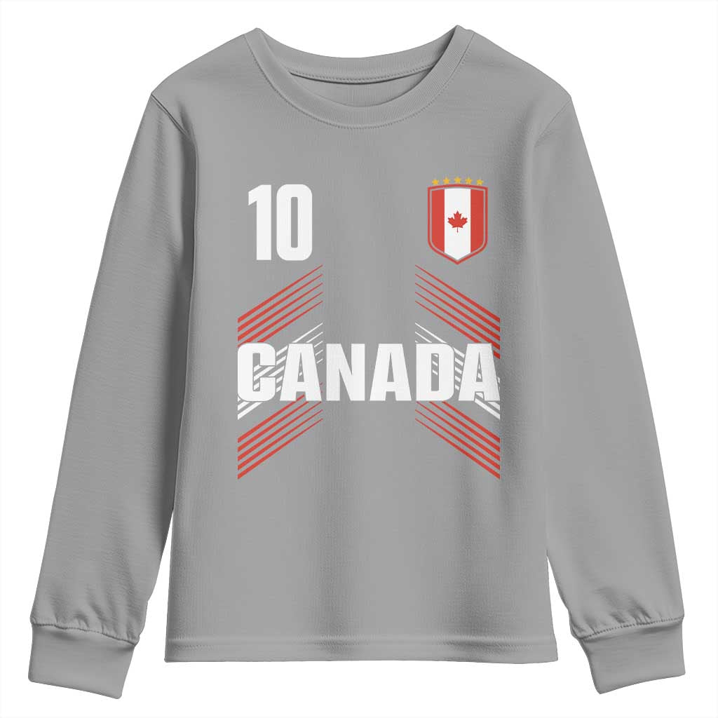 Canada Soccer Sports Graphic Number 10 Jersey Style Youth Sweatshirt Proud Canadian Football Fans Game Day Pride TS02 Sport Gray Print Your Wear