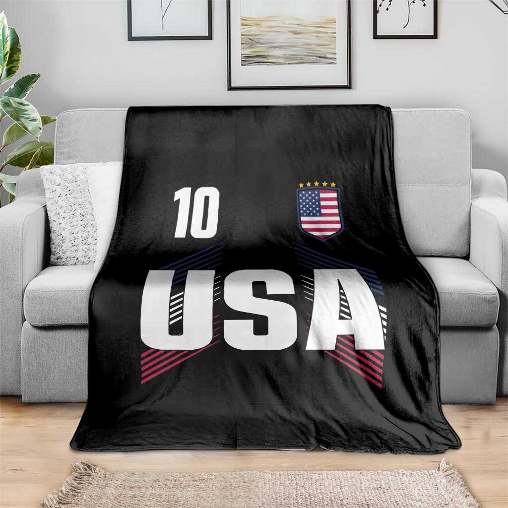 USA Soccer Sports Graphic Number 10 Jersey Style Throw Blanket Proud Fans Game Day Pride TS02 Print Your Wear