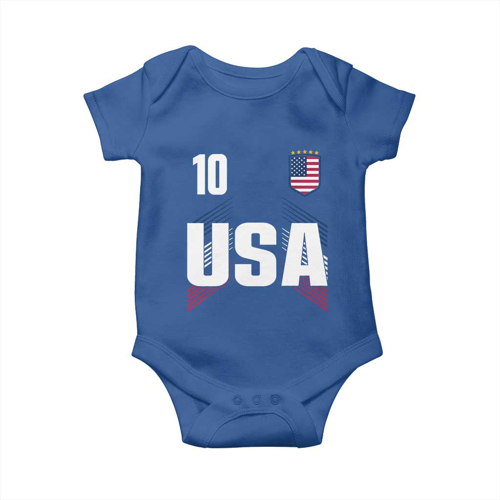 USA Soccer Sports Graphic Number 10 Jersey Style Baby Onesie Proud Fans Game Day Pride TS02 Royal Blue Print Your Wear