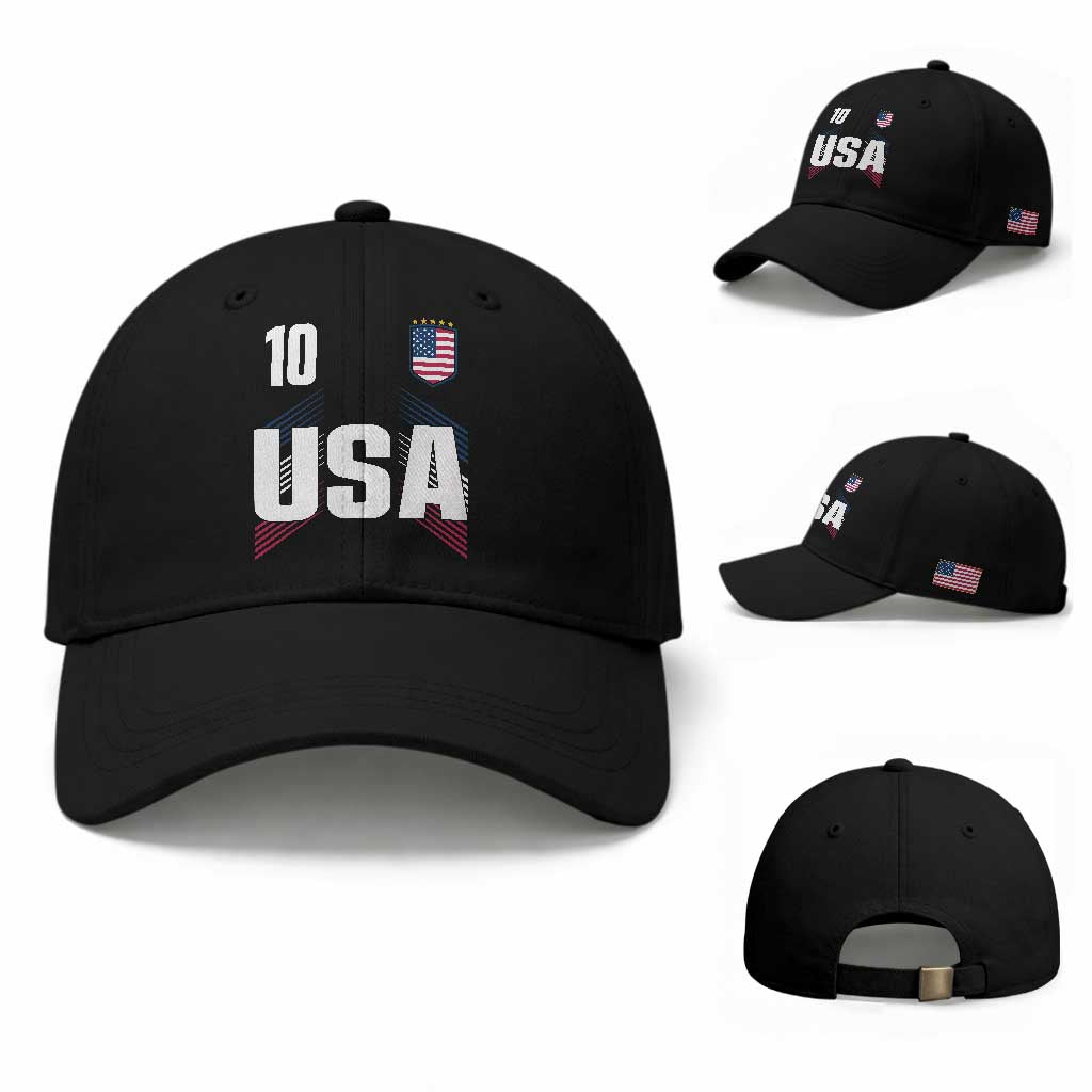 USA Soccer Sports Graphic Number 10 Jersey Style Baseball Cap Proud Fans Game Day Pride TS02 Baseball Cap Universal Fit Black Print Your Wear