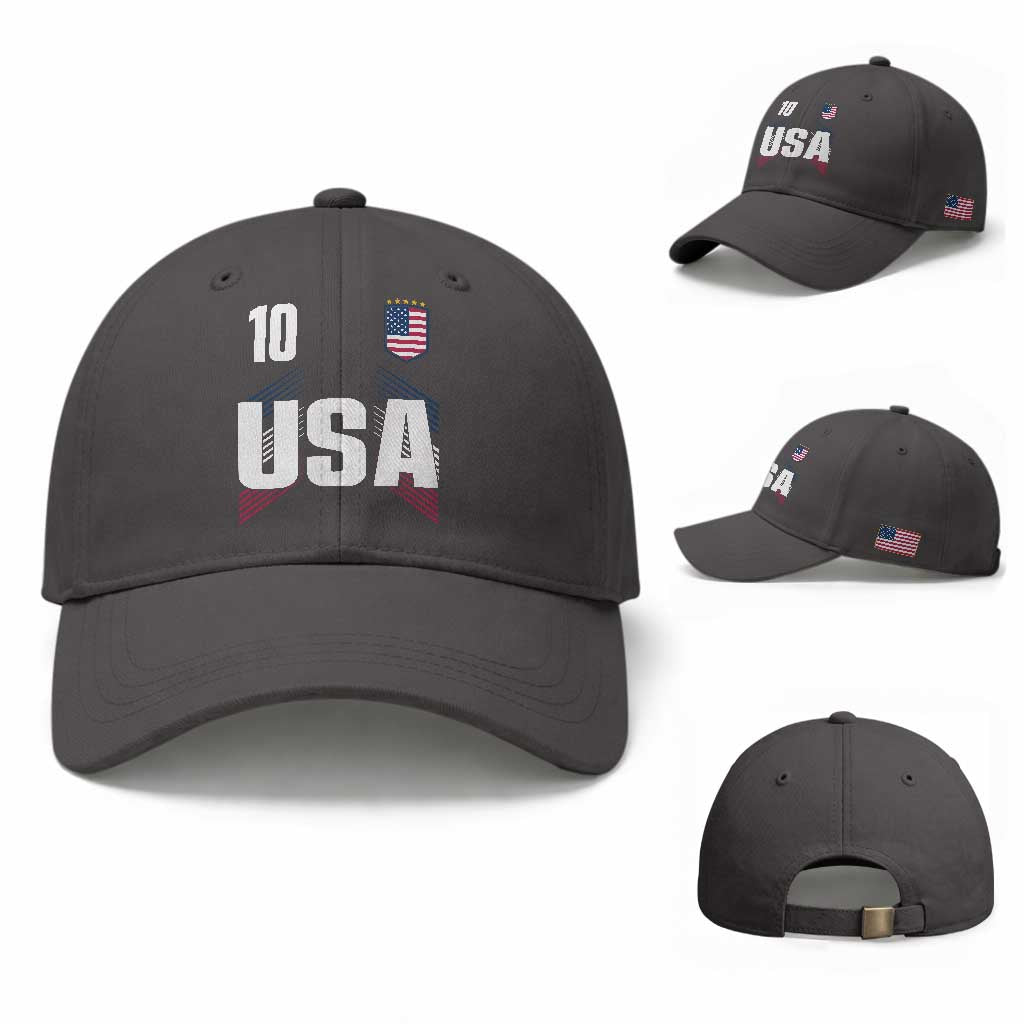USA Soccer Sports Graphic Number 10 Jersey Style Baseball Cap Proud Fans Game Day Pride TS02 Baseball Cap Universal Fit Dark Gray Print Your Wear
