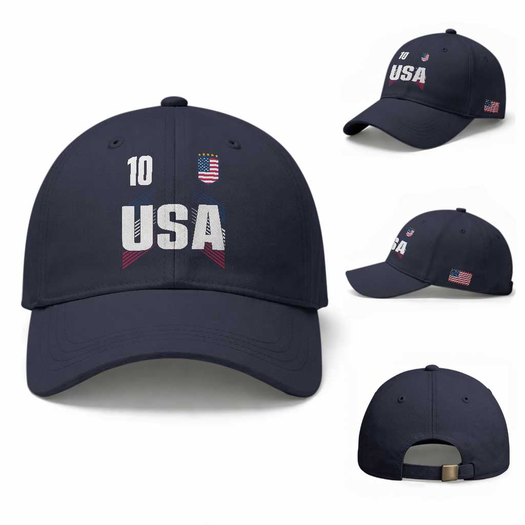 USA Soccer Sports Graphic Number 10 Jersey Style Baseball Cap Proud Fans Game Day Pride TS02 Baseball Cap Universal Fit Navy Print Your Wear
