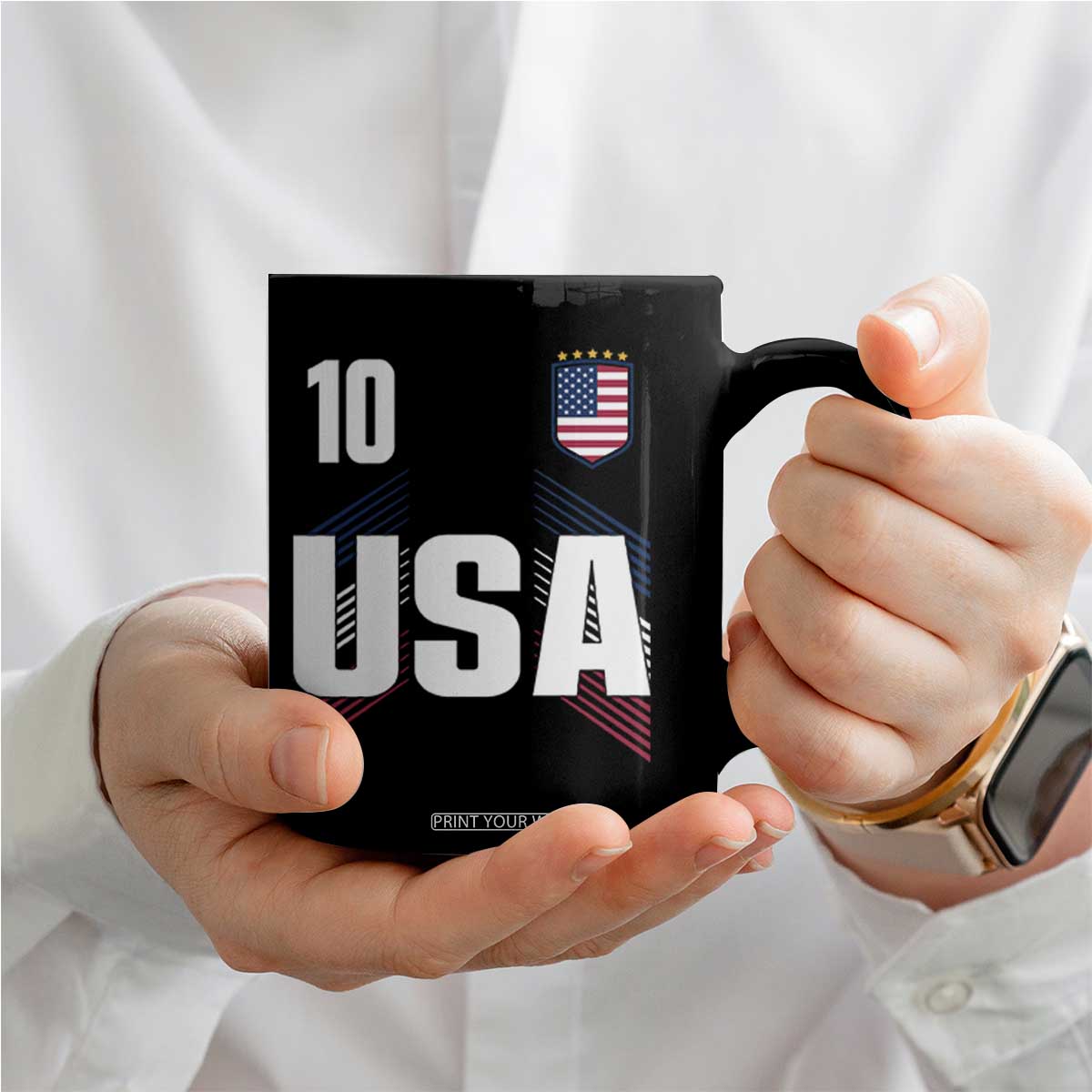 USA Soccer Sports Graphic Number 10 Jersey Style Coffee Mug Proud Fans Game Day Pride TS02 Print Your Wear