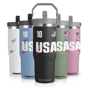 USA Soccer Sports Graphic Number 10 Jersey Style Flip Straw Tumbler Proud Fans Game Day Pride TS02 Print Your Wear