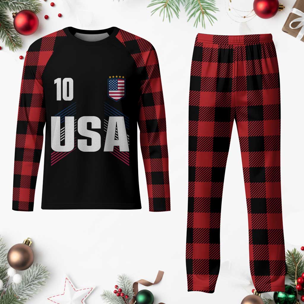 USA Soccer Sports Graphic Number 10 Jersey Style Plaid Pajama Set Proud Fans Game Day Pride TS02 Buffalo Plaid Print Your Wear