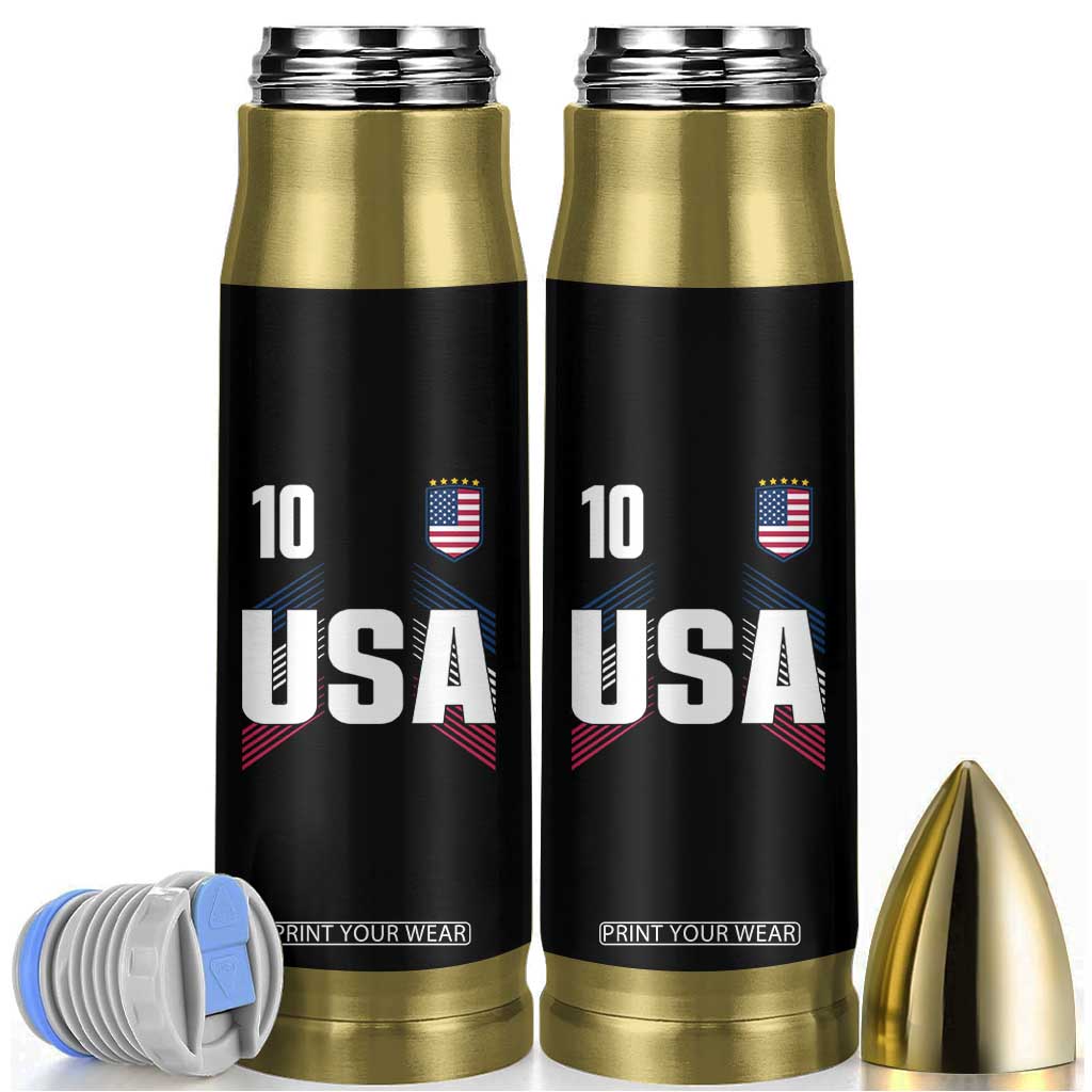 USA Soccer Sports Graphic Number 10 Jersey Style Bullet Tumbler Proud Fans Game Day Pride TS02 Black Print Your Wear