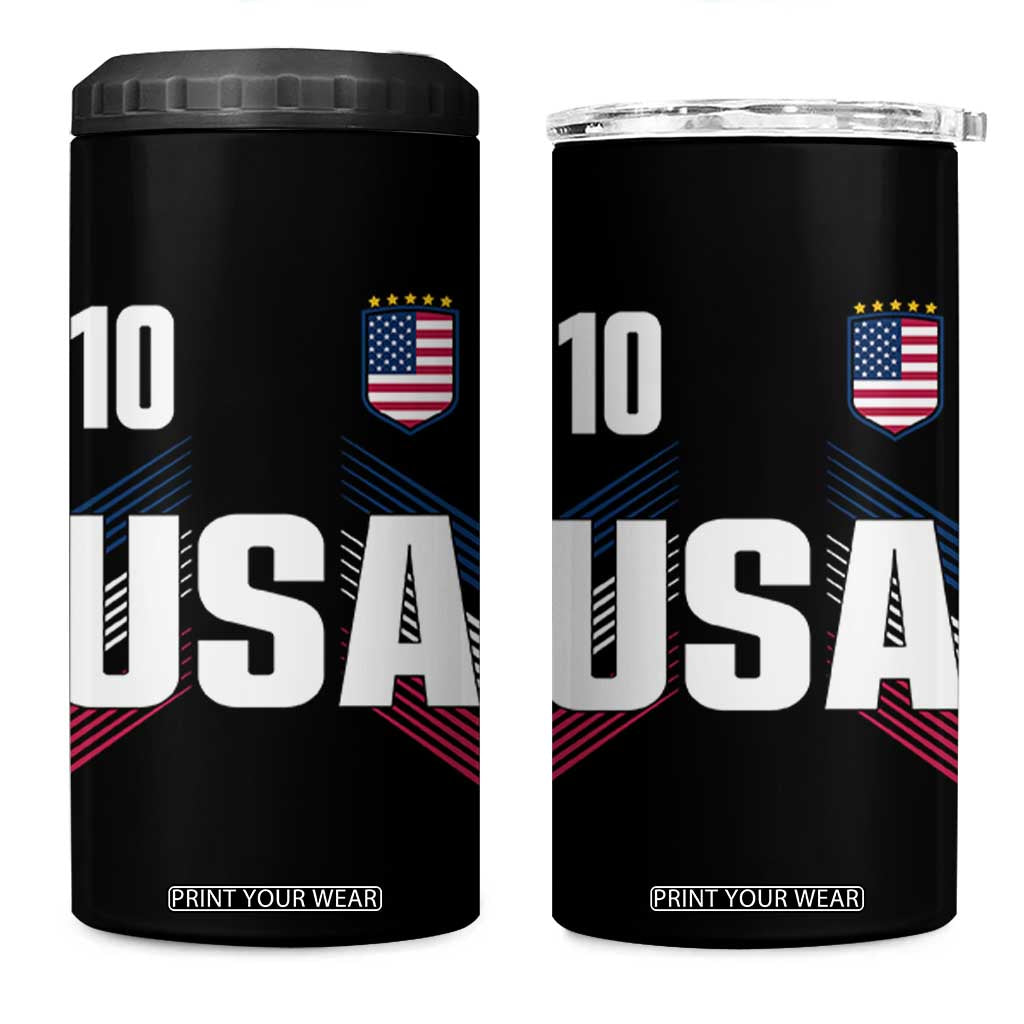 USA Soccer Sports Graphic Number 10 Jersey Style 4 in 1 Can Cooler Tumbler Proud Fans Game Day Pride TS02 One Size: 16 oz Black Print Your Wear
