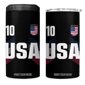 USA Soccer Sports Graphic Number 10 Jersey Style 4 in 1 Can Cooler Tumbler Proud Fans Game Day Pride TS02 One Size: 16 oz Black Print Your Wear