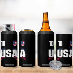 USA Soccer Sports Graphic Number 10 Jersey Style 4 in 1 Can Cooler Tumbler Proud Fans Game Day Pride TS02 Print Your Wear