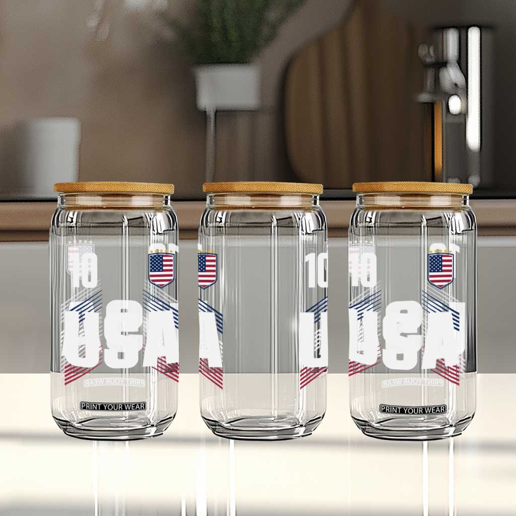 USA Soccer Sports Graphic Number 10 Jersey Style Glass Can Proud Fans Game Day Pride TS02 Print Your Wear