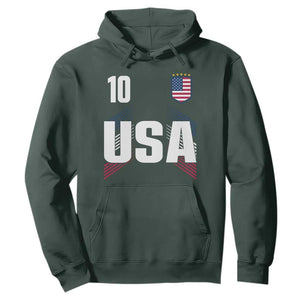 USA Soccer Sports Graphic Number 10 Jersey Style Hoodie Proud Fans Game Day Pride TS02 Dark Forest Green Print Your Wear