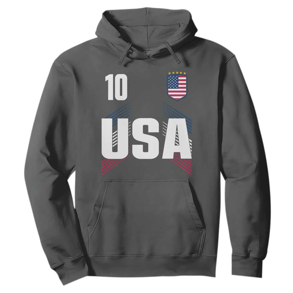 USA Soccer Sports Graphic Number 10 Jersey Style Hoodie Proud Fans Game Day Pride TS02 Dark Heather Print Your Wear