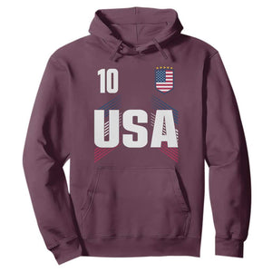USA Soccer Sports Graphic Number 10 Jersey Style Hoodie Proud Fans Game Day Pride TS02 Maroon Print Your Wear