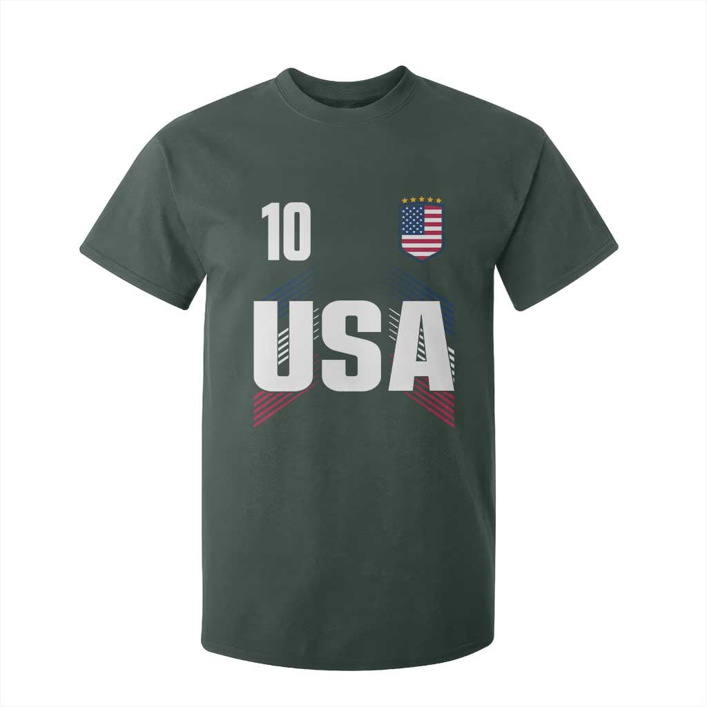 USA Soccer Sports Graphic Number 10 Jersey Style T Shirt For Kid Proud Fans Game Day Pride TS02 Dark Forest Green Print Your Wear