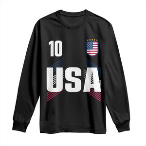 USA Soccer Sports Graphic Number 10 Jersey Style Long Sleeve Shirt Proud Fans Game Day Pride TS02 Black Print Your Wear