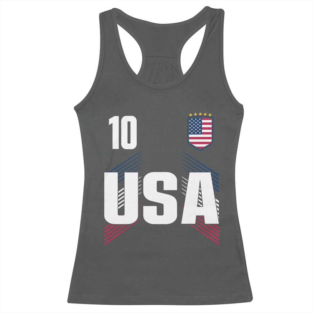 USA Soccer Sports Graphic Number 10 Jersey Style Racerback Tank Top Proud Fans Game Day Pride TS02 Dark Heather Print Your Wear