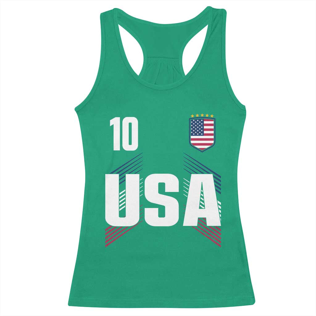 USA Soccer Sports Graphic Number 10 Jersey Style Racerback Tank Top Proud Fans Game Day Pride TS02 Irish Green Print Your Wear