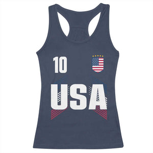 USA Soccer Sports Graphic Number 10 Jersey Style Racerback Tank Top Proud Fans Game Day Pride TS02 Navy Print Your Wear