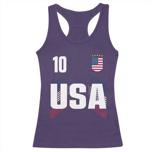 USA Soccer Sports Graphic Number 10 Jersey Style Racerback Tank Top Proud Fans Game Day Pride TS02 Purple Print Your Wear