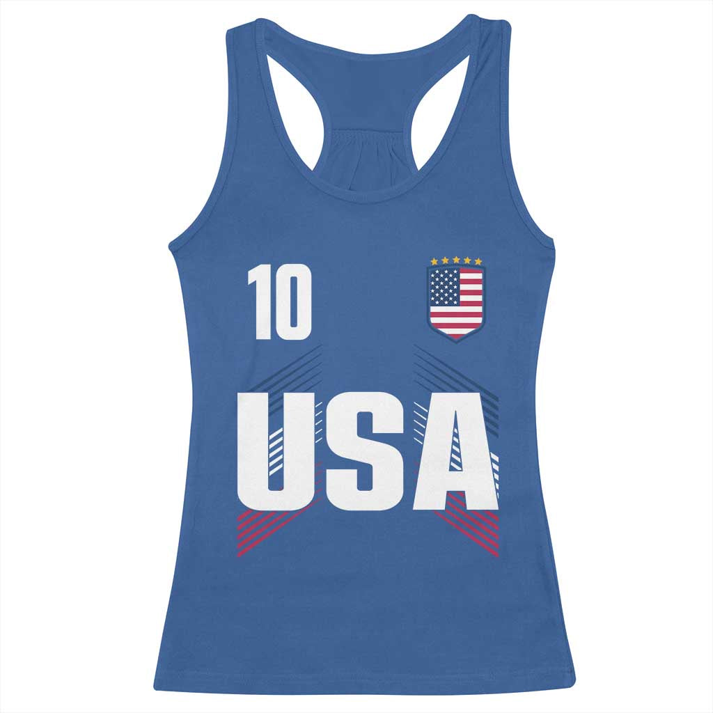 USA Soccer Sports Graphic Number 10 Jersey Style Racerback Tank Top Proud Fans Game Day Pride TS02 Royal Blue Print Your Wear