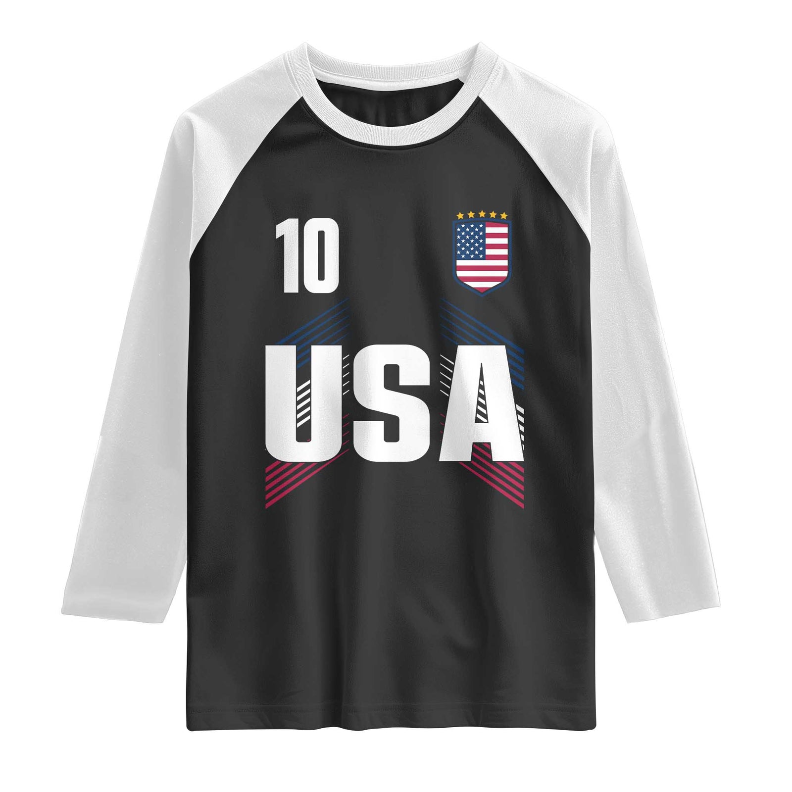 USA Soccer Sports Graphic Number 10 Jersey Style Raglan Shirt Proud Fans Game Day Pride TS02 Black White Print Your Wear