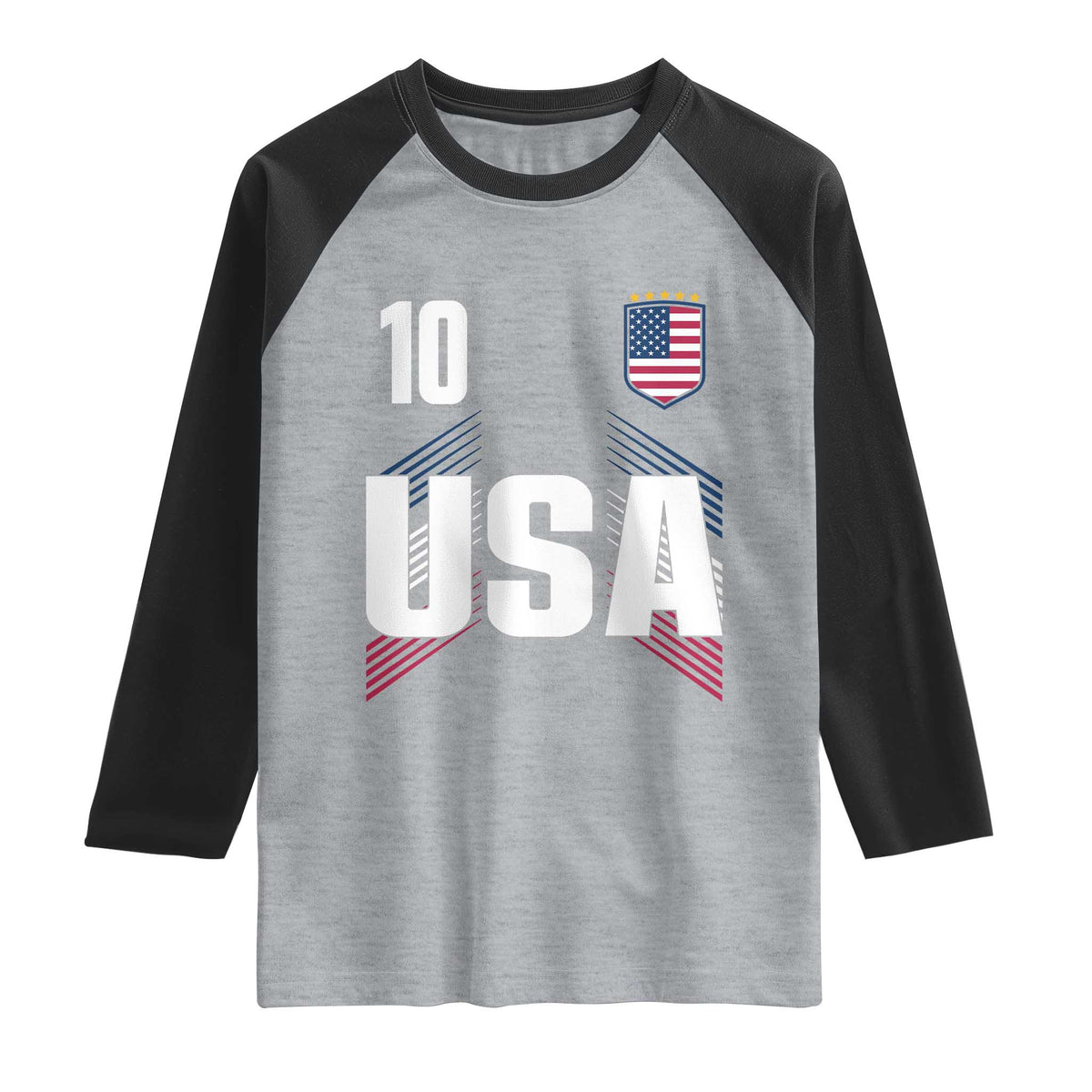 USA Soccer Sports Graphic Number 10 Jersey Style Raglan Shirt Proud Fans Game Day Pride TS02 Heather Gray Black Print Your Wear