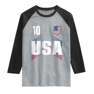 USA Soccer Sports Graphic Number 10 Jersey Style Raglan Shirt Proud Fans Game Day Pride TS02 Heather Gray Black Print Your Wear