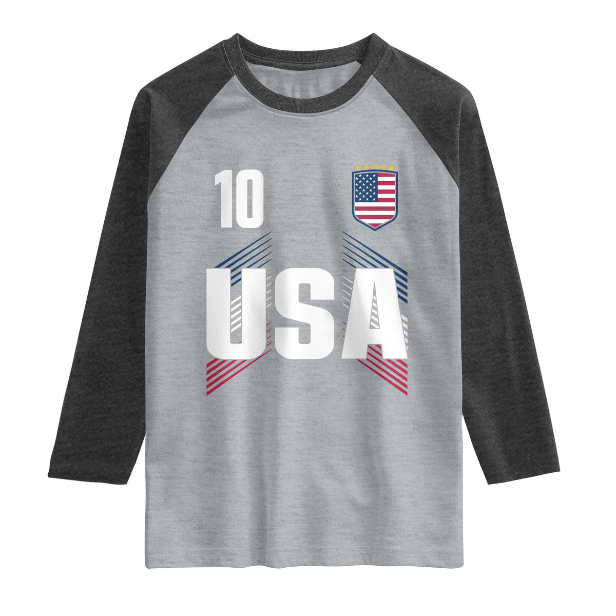 USA Soccer Sports Graphic Number 10 Jersey Style Raglan Shirt Proud Fans Game Day Pride TS02 Heather Gray Heather Charcoal Print Your Wear