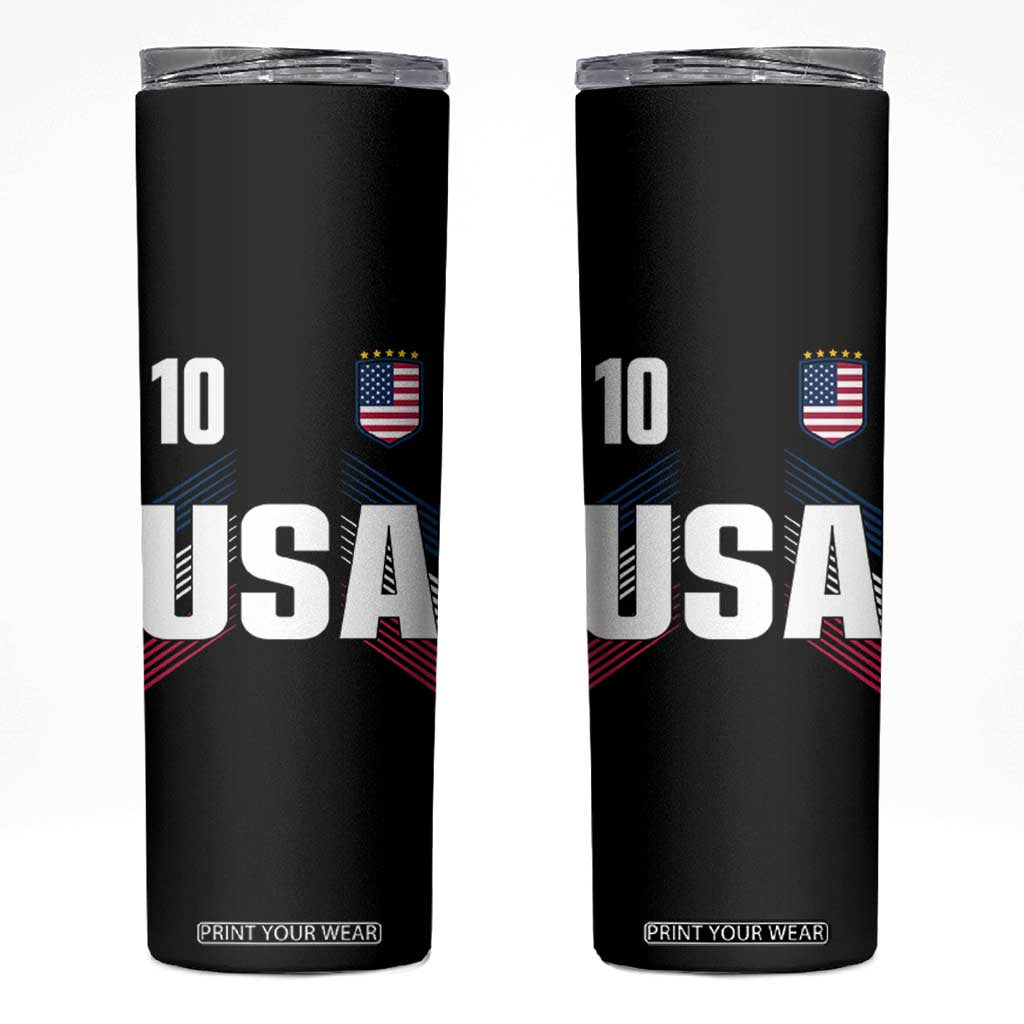 USA Soccer Sports Graphic Number 10 Jersey Style Skinny Tumbler Proud Fans Game Day Pride TS02 Black Print Your Wear