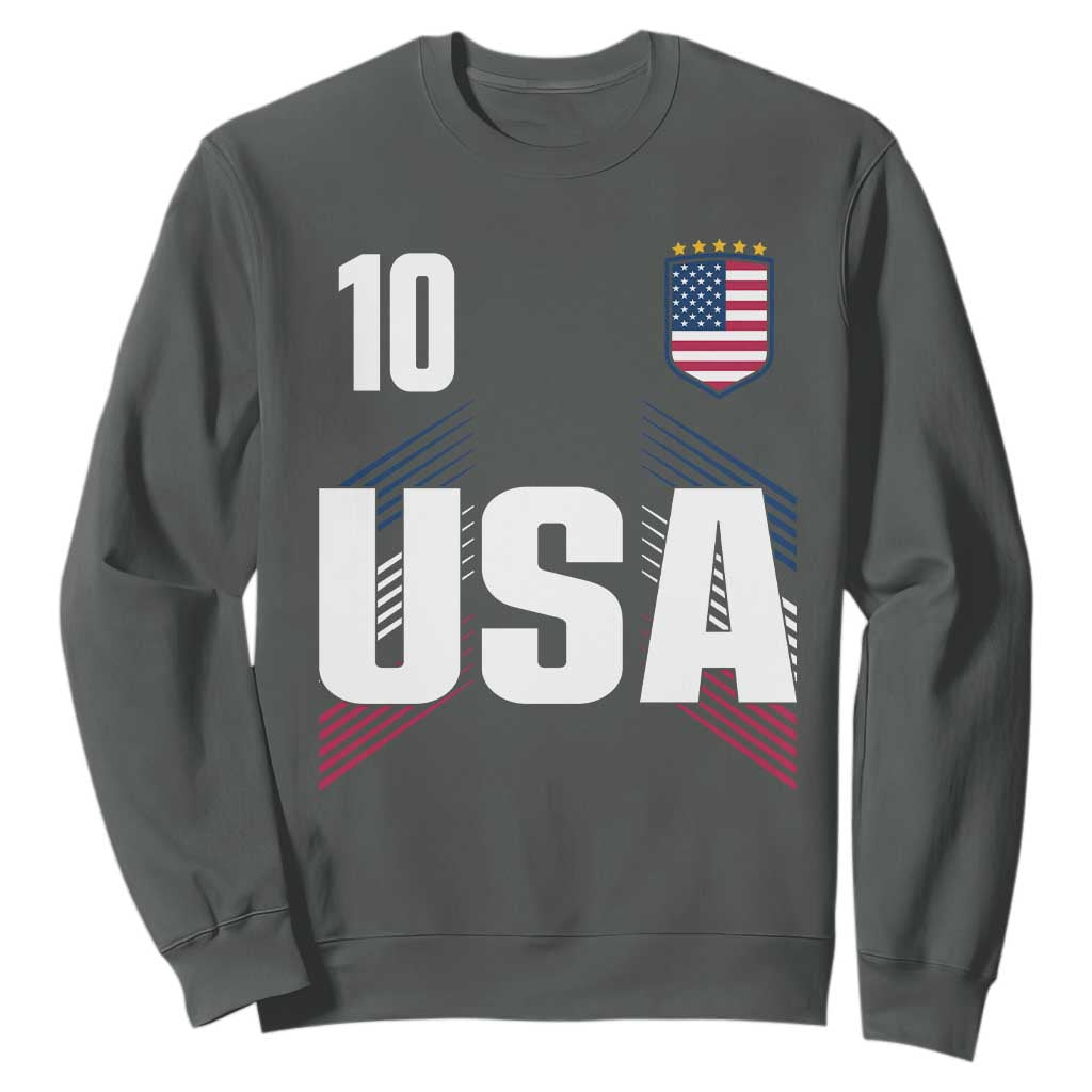 USA Soccer Sports Graphic Number 10 Jersey Style Sweatshirt Proud Fans Game Day Pride TS02 Dark Heather Print Your Wear